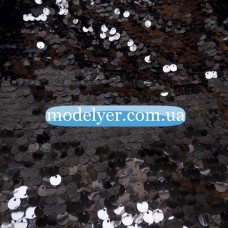 Ткань Пайеточная круглая средняя (черный)